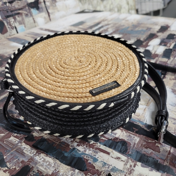 Rebecca Minkoff Straw Circle Cross Body Blue Multi Color Bag - Picture 9 of 16